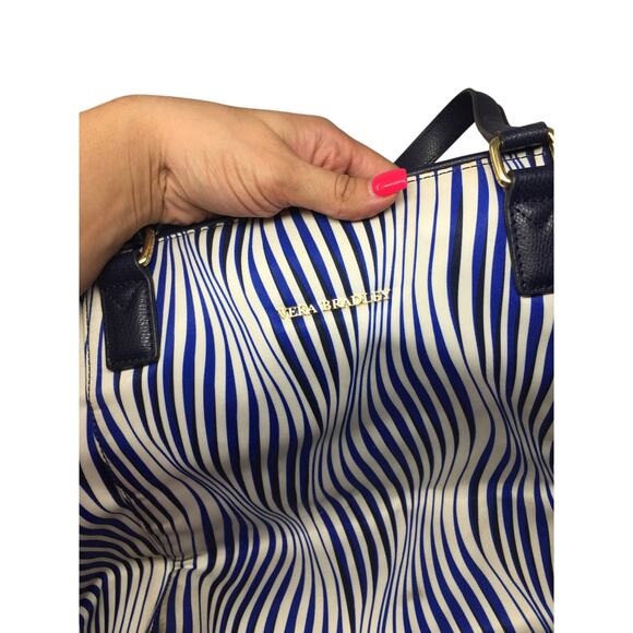 Vera Bradley Ella Tote in Blue and White Wavy Stripes - Picture 6 of 16